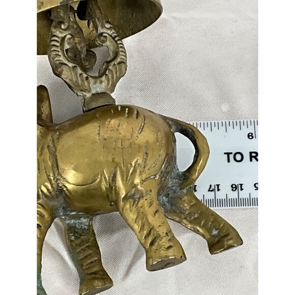 Vintage Brass‎ Elephant Bell Figurine With Patina Hotel Bell Reception Good Luck - Picture 9 of 9